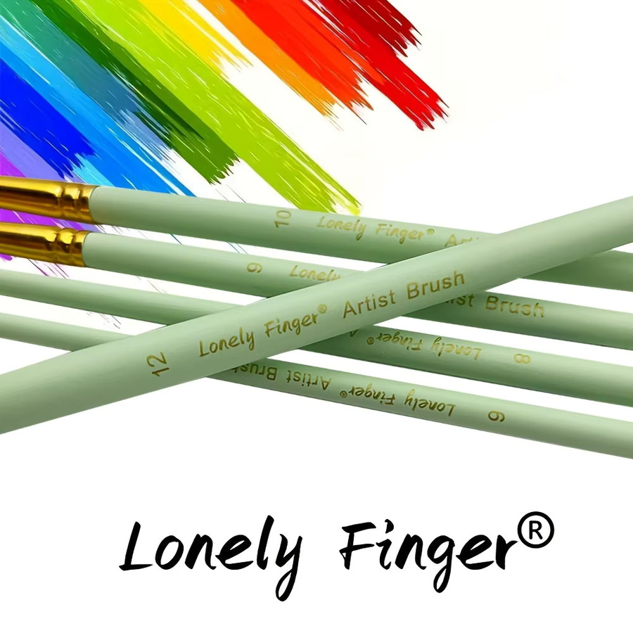 Lonely Finger 12-teiliges Rundpinsel-Set in Grün mit Holzgriff für Aquarell, Acryl, Gouache, Tinte und Tempera - Bild 3