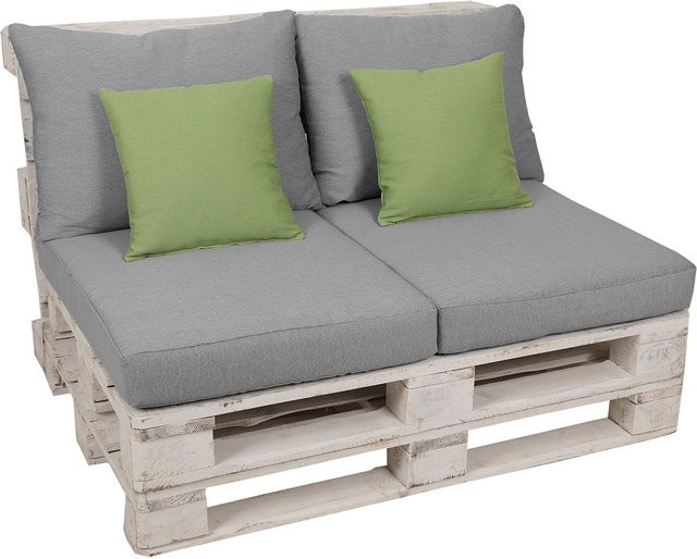 GO-DE TEXTIL Loungemöbel Paletten-Kissen 2-teilig wasserabweisend Hellgrau/Grün - Bild 1