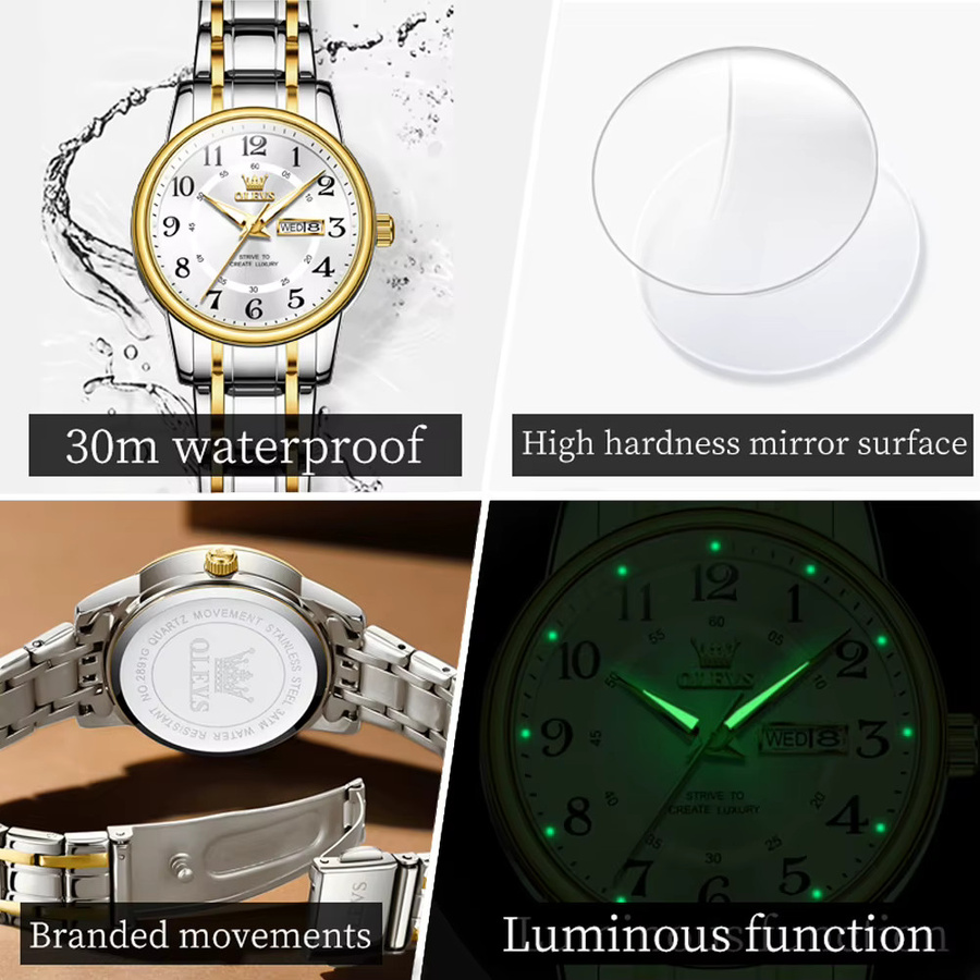 OLEVS Armbanduhr, Edelstahl, Gold, Quarz, Damen - Bild 5