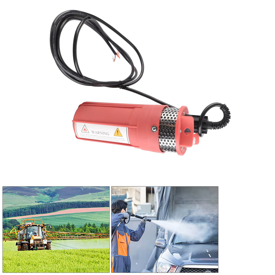Solarbetriebene 12 V DC Tauchwasserpumpe aus Kunststoff in Rot - Bild 3