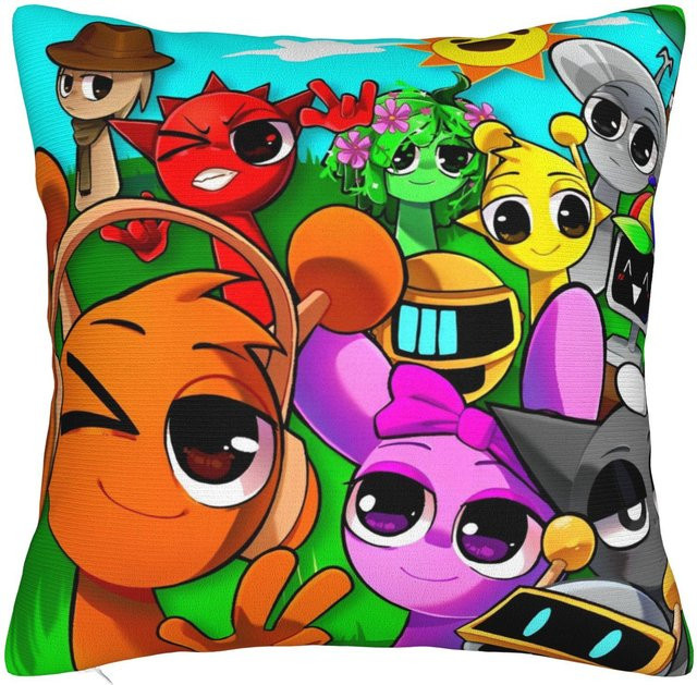 Sprunki Spielplatz Dekorative Kissenhülle mit Cartoon-Motiv von JMG Clothing, Mehrfarbig, B/B: 45 x 45 cm - Bild 1