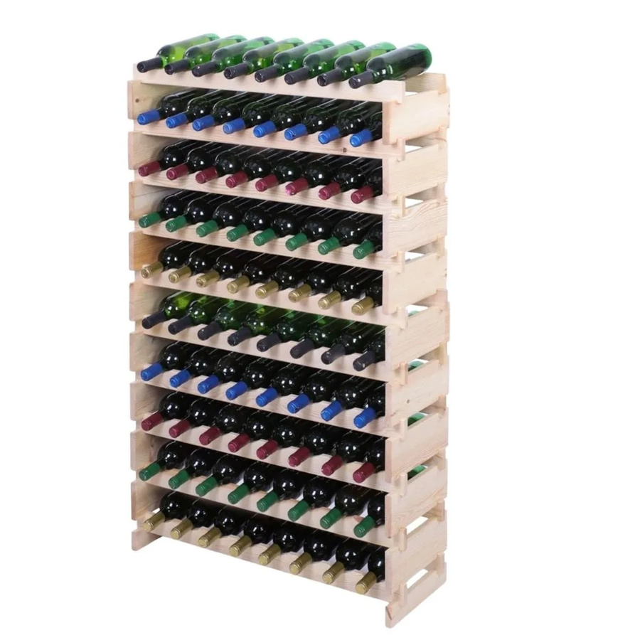 PROREGAL Weinregal VINOTECA FLEX aus massivem Kiefernholz, Natur unbehandelt, braun, 10 Ebenen für 80 Flaschen, H x B x T: 135 x 84 x 28 cm - Bild 2
