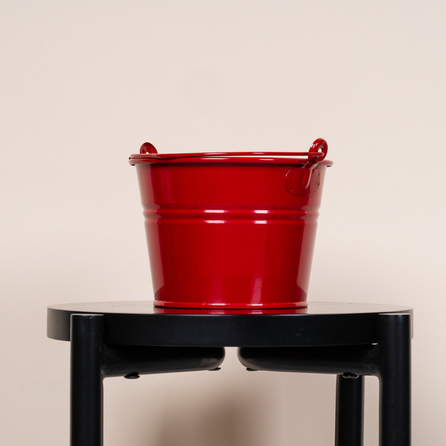 Metall Eimer mit Henkel von BLUME2000 in Rot, Höhe: 15,5 cm, Durchmesser: 14 cm - Bild 1