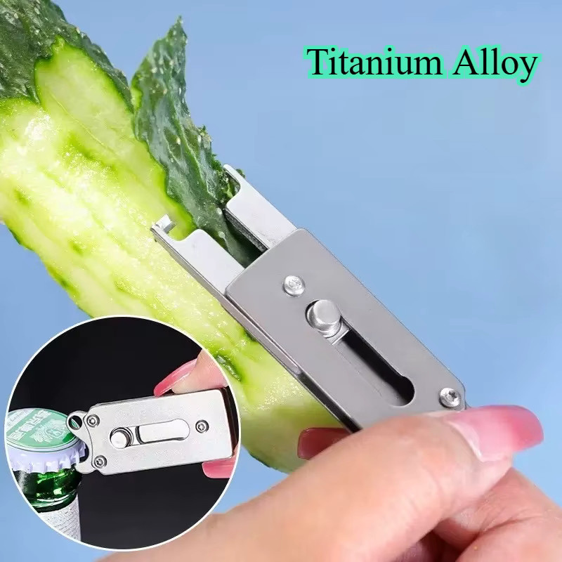 JIANLAI Multifunktionswerkzeug aus Titanlegierung in Silber als Flaschenöffner, Obstschäler und tragbarer Schlüsselanhänger für Outdoor und Camping - Bild 2
