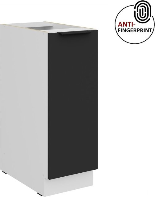 Küchen Unterschrank Schrankauszug ARIA Schwarz matt Anti Fingerprint aus Metall Breite: 30 cm - Bild 1