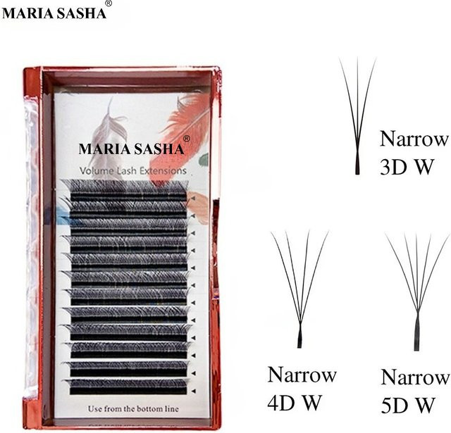 MARIA SASHA Wimpernverlängerungen, natürlich, schmale 3D/4D/5D W-Form - Bild 1