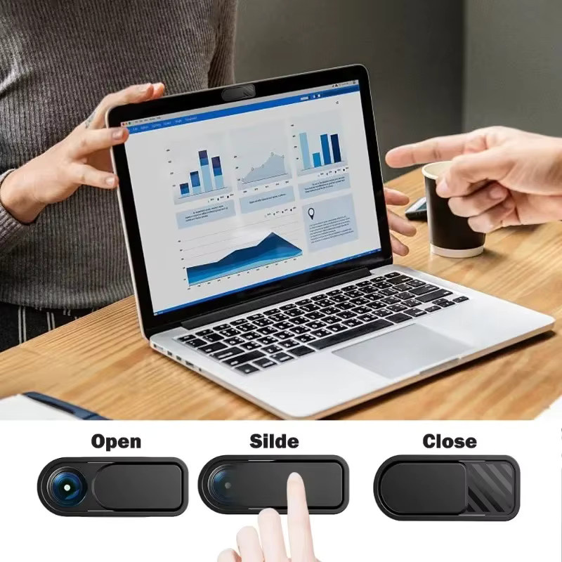 WSSHE Webcam-Abdeckung Schieberegler in Schwarz als Privatsphärenschutz für Smartphone, Laptop, MacBook und iPad - Bild 5