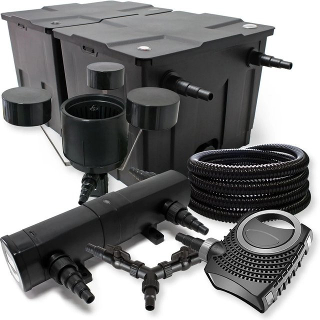 SunSun Teichfilter Set Neo10000 in Schwarz mit 24W Klärer, 80W Pumpe, 25m Schlauch und Skimmer für bis zu 60000L - Bild 1