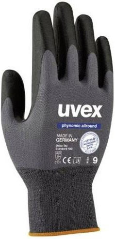 Uvex phynomic allround Arbeitshandschuhe aus Nylon in Schwarz und Grau mit EN 388 Schutzklasse - Bild 1