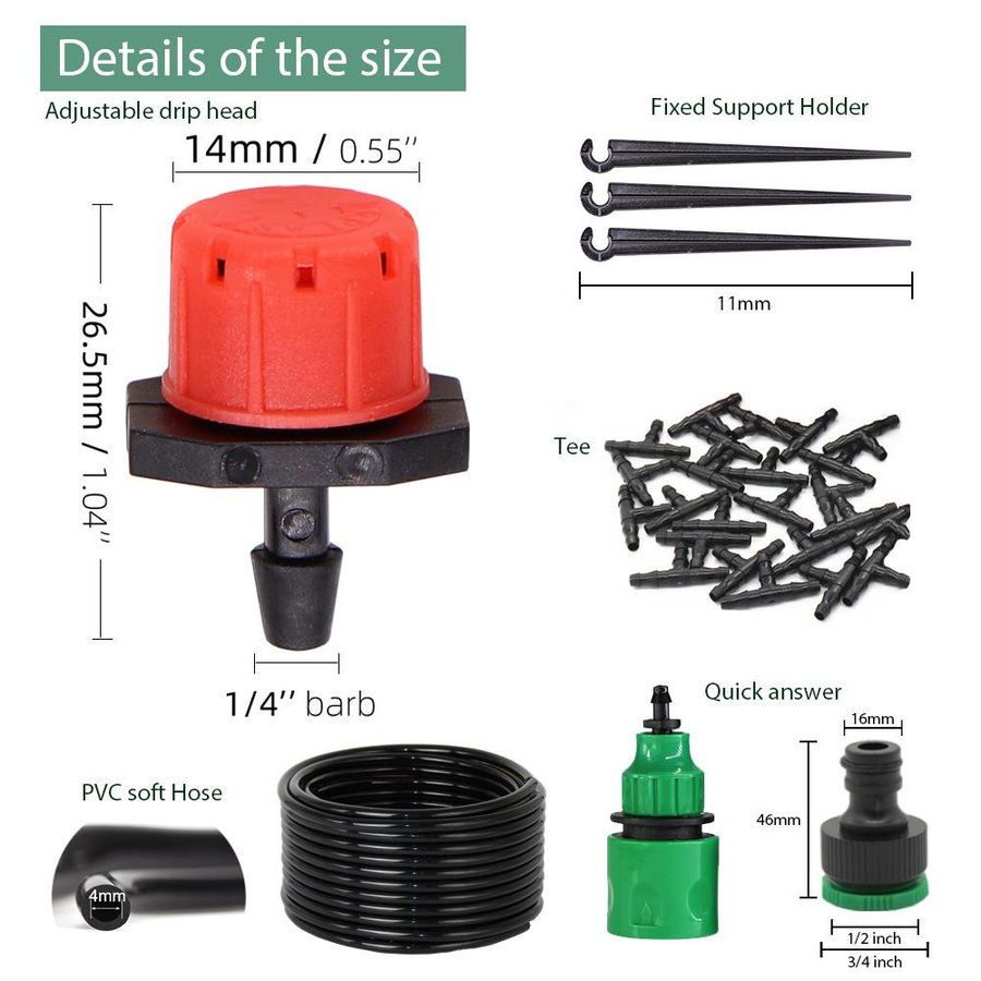 YC Direct DIY Tropfbewässerungssystem mit verstellbaren Tropfern und Schlauch Set in Rot - Bild 10