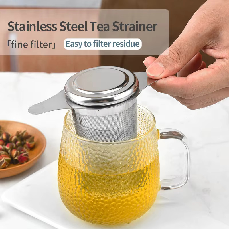 Edelstahl Tee-Filter mit Deckel und feinem Sieb in Silber und Grau - Bild 2
