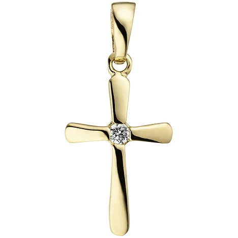 Colfem Anhänger Kreuz, 375 Gelbgold, Zirkonia, Unisex - Bild 1