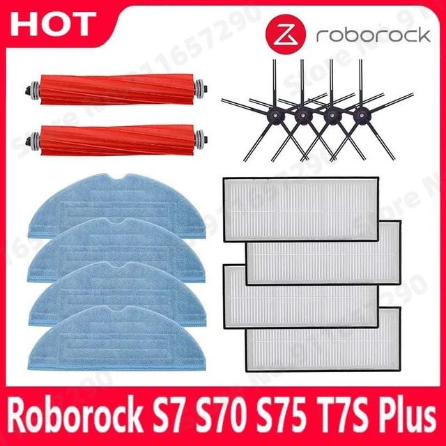 Roborock Ersatzteil-Set für S7, S7 Max, S7 MaxV und T7S Plus mit Hauptrollbürste, Wischmopp, Hepa-Filter und Seitenbürste in Multicolour - Bild 1
