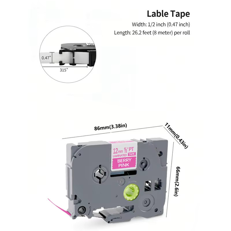 Brother P-Touch Etikettenband TZE-MQP35 Weiß auf Beerenrosa, Breite: 12 mm - Bild 2