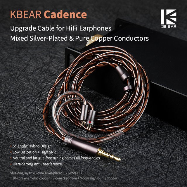 KBEAR Cadence HiFi-Upgrade-Kabel für In-Ear-Monitore aus versilbertem und reinem Kupfer in Silber - Bild 1