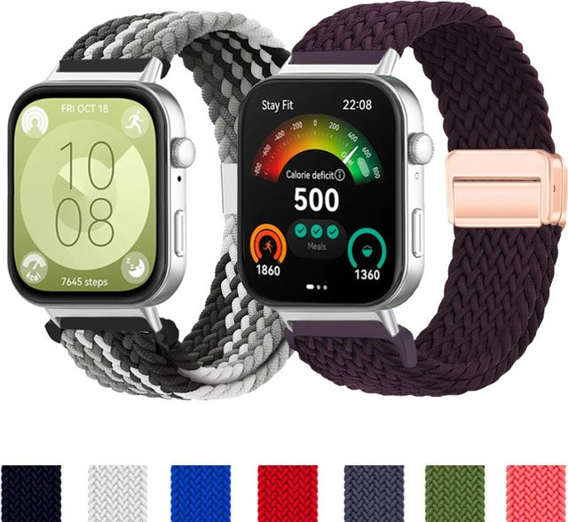 Uhrenarmband Huawei Fit 3, Nylon geflochten, Schwarz, Unisex - Bild 1