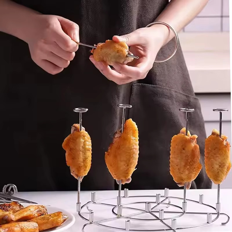 12er Set JYN Grillspieße aus Edelstahl in Silber für Airfryer, Ofen und BBQ - Bild 3