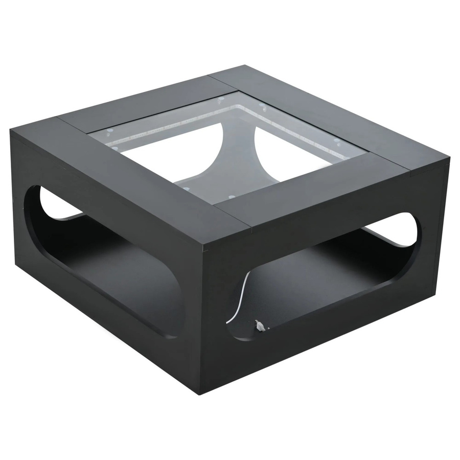 okwish Couchtisch mit Glasplatte und LED-Beleuchtung in Schwarz, B/T/H: 70 x 70 x 35 cm - Bild 2