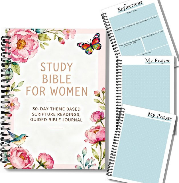 Bibelstudien- und Gebetsnotizbuch mit Blumenmuster, gepunktet, A5, Mehrfarbig - Bild 1
