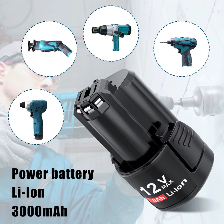 Bosch Ersatzbatterie 12V mit 3000mAh in Schwarz für Elektrowerkzeuge BAT412A BAT414 BAT411 BAT412 - Bild 2