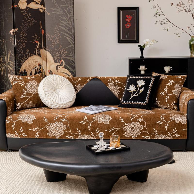 Super Six Sofakissen mit floralem Chenille-Bezug im nordischen Design, B/B: 70 x 70 cm - Bild 3