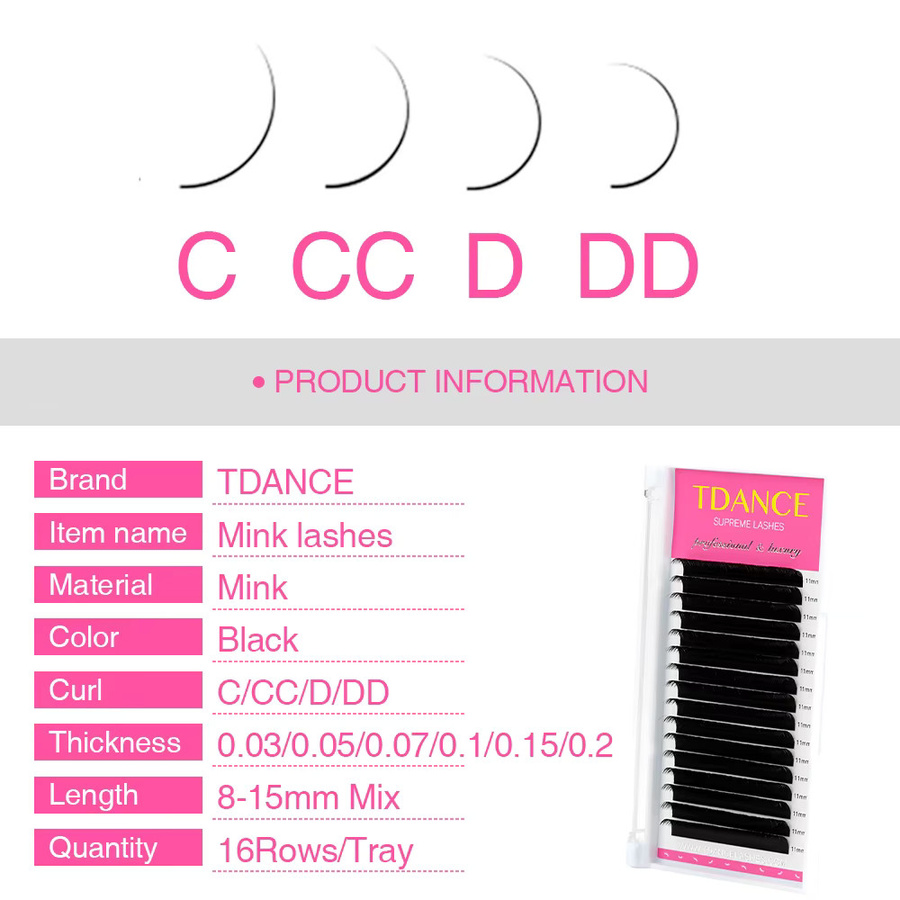 TDANCE Einzelne Wimpernverlängerung, 16 Reihen, Black, Unisex - Bild 3