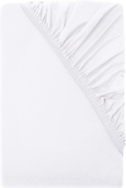 LIVARNO Boxspring Jersey-Spannbettlaken aus Baumwolle, Weiß, B/T: 140-160 x 200 cm - Bild 1