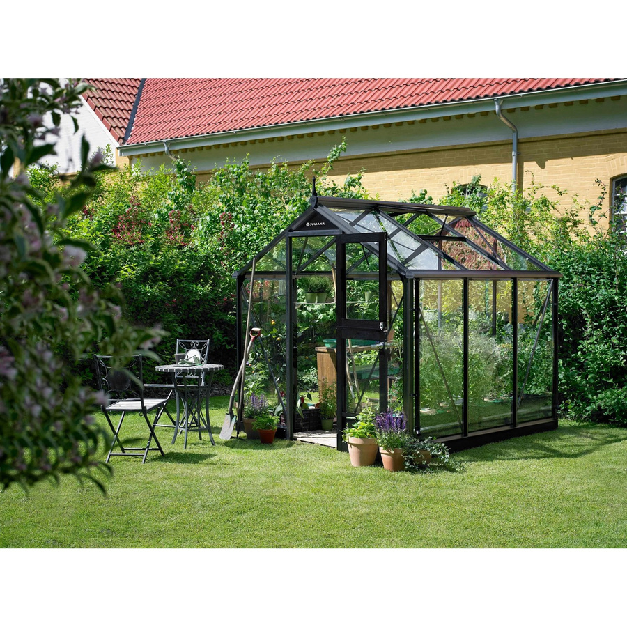 Juliana Gewächshaus Compact 5 in Anthrazit mit 5 m² Fläche, Sicherheitsglas und Satteldach - Bild 2