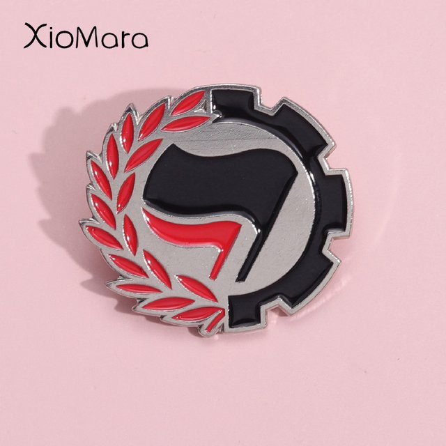Brosche Antifascista Emaille Pins, Schwarz, Rot, Unisex - Bild 1