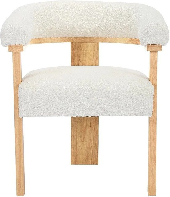 Vente-unique Stuhl Livelia in Weiß mit Bouclé-Stoff und Kautschukholz, Höhe: 64 cm - Bild 1