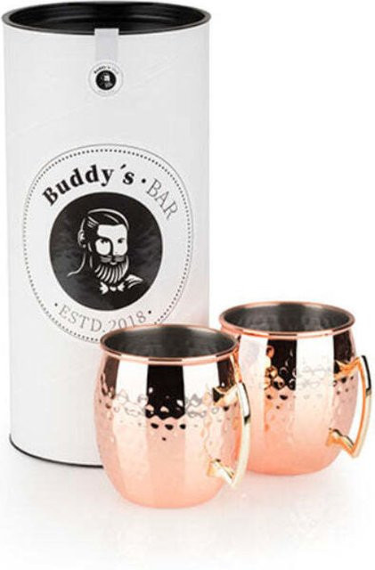 Buddy’s Bar Moscow Mule Becher aus Edelstahl gehämmert, 2er-Set, Kupfer/Silber, Durchmesser: 8,9 cm, Höhe: 10 cm, 500 ml - Bild 1