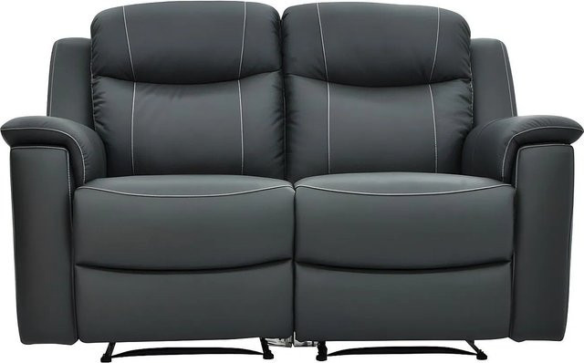 Vente-unique Relaxsofa Evasion in Anthrazitgrau mit Lederbezug und Armlehnen, Breite: 165 cm - Bild 1