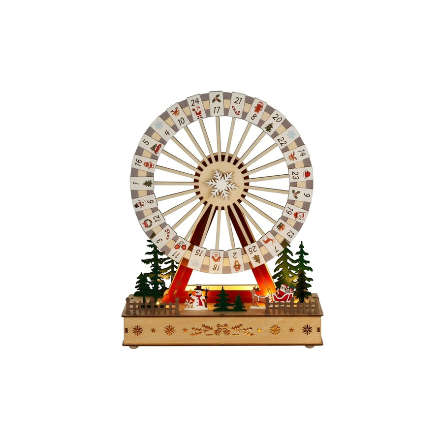 Konstsmide Riesenrad-Adventskalender aus Holz mit 8 warmweißen LEDs in Natur, Beige und Multicolour - Bild 2
