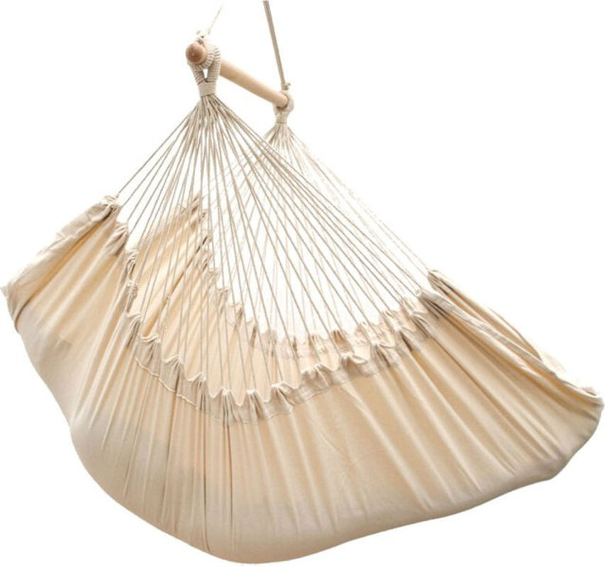 AMANKA Hängematte aus Baumwolle mit Kissen und Seitenfach in Beige, B/T: 220 x 120 cm - Bild 1