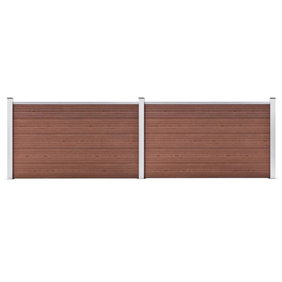 vidaXL Gartenzaun aus WPC und Aluminium in Braun, B: 353 cm, H: 106 cm - Bild 2