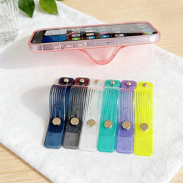 QGhappy Einstellbarer Fingerring Handyhalter für iPhone, Xiaomi und Samsung, Transparent und Blau, Tragbarer Desktop-Ständer für dein Smartphone - Bild 1