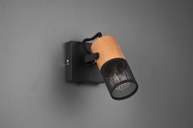 Trio 1er Spot Tosh Wandleuchte aus Metall und Holz in Schwarz, verstellbar und modern - Bild 1