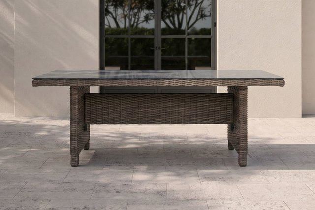 OUTFLEXX Esstisch aus Polyrattan in Grau mit Spraystone Tischplatte, B/T: 200 x 95 cm - Bild 1