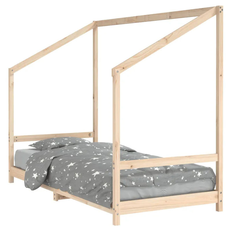 vidaXL Kinderbett im Hausrahmen aus Massivholz Kiefer in Braun und Beige, B/T/H: 90 x 190 x 158 cm - Bild 2