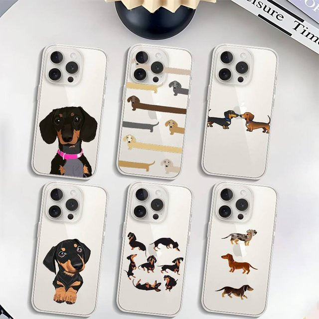 Transparente Handyhülle mit Dackel-Silhouette als Stoßfänger-Schutzhülle für iPhone 17 16 15 14 13 12 11 Pro Max Mini - Bild 1