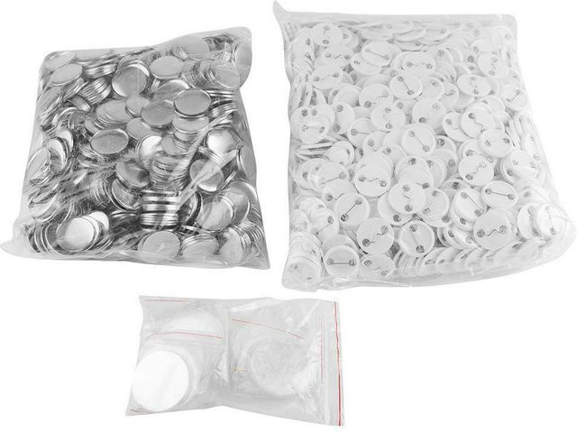 Binchi Outdoor Product 1000 Stück DIY Ansteckbutton-Rohlinge 32 mm in Lichtgrau und Silber aus Metall und Kunststoff für professionelle Knopfmaschinen - Bild 1