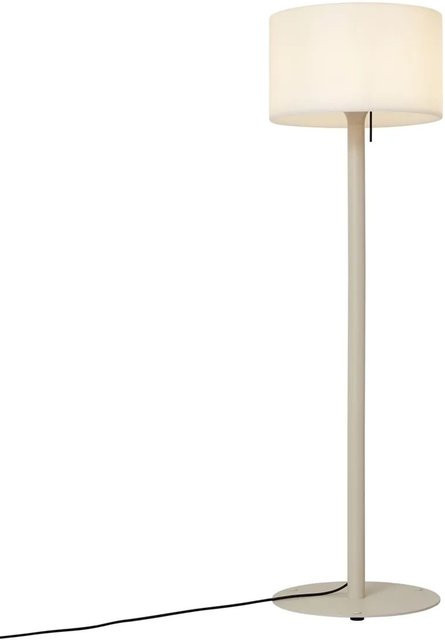 QAZQA Skandinavische Außen-Stehleuchte Mississippi in Beige mit weißem Schirm, IP44 wetterfest für Garten, Terrasse und Balkon - Bild 1