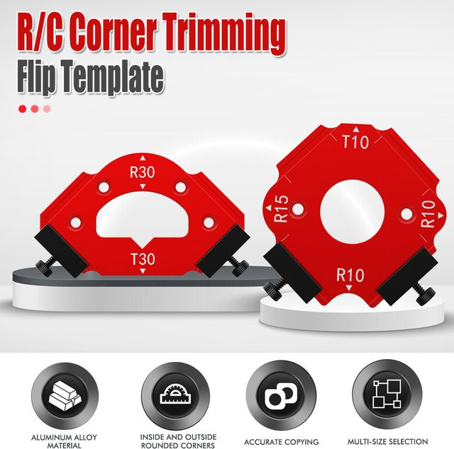 QDS Radius Jig RT10-RT60 Holzbearbeitungs-Fräsvorlage zur Bogenwinkel-Positionierung in Rot - Bild 1