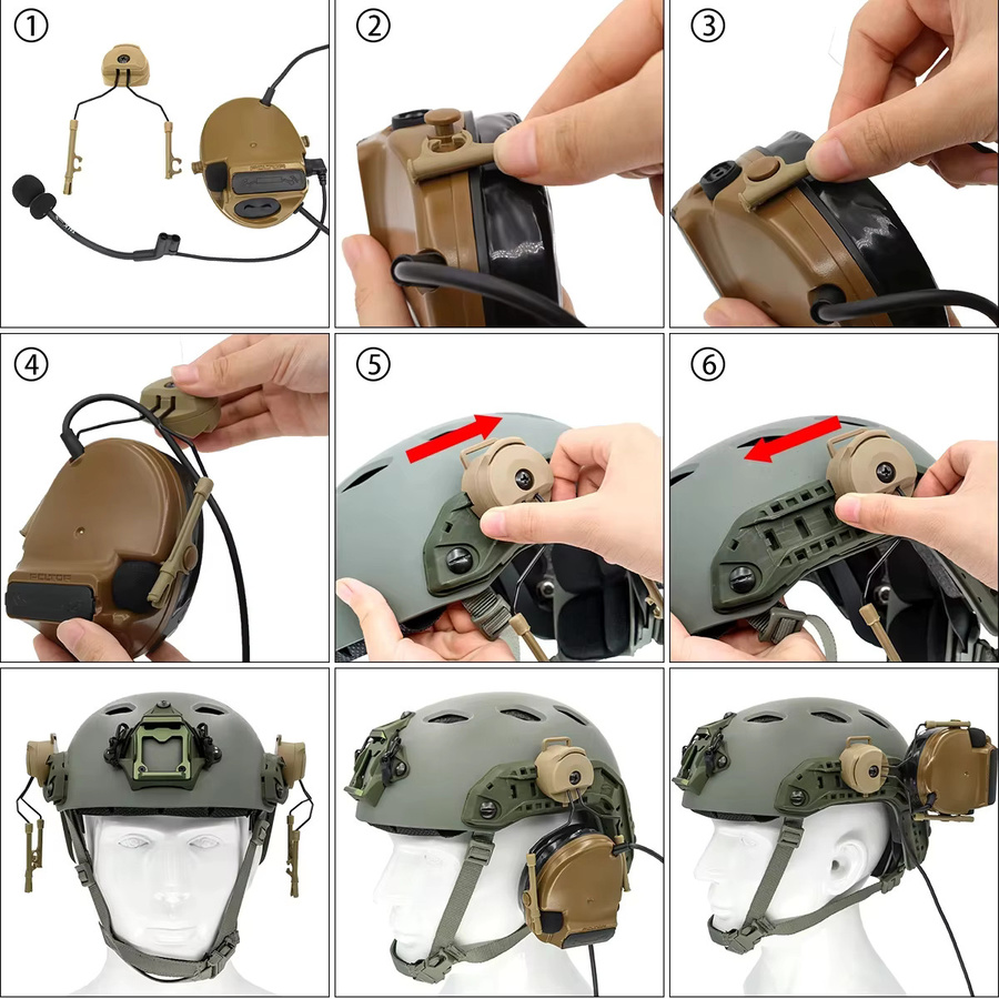 YHKEMA Taktisches Headset-Schienenhalterungs-Set für Comtac II in Sand - Bild 1