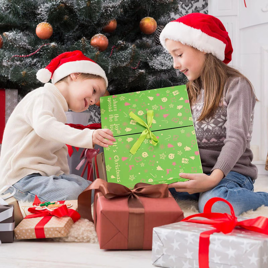 Leerer Adventskalender für 24 Tage 2025, faltbare Weihnachtsbox aus Papier in Grün - Bild 2