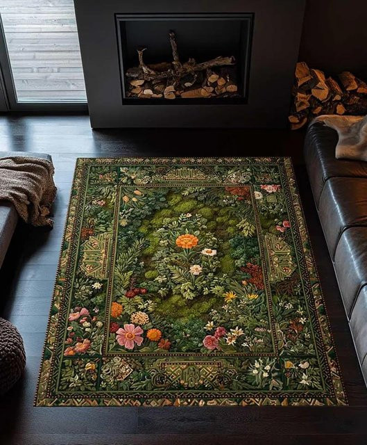 Bunter Boho Teppich Lodestar mit Rosenblüten-Design in Multicolour, B/B: 120 x 160 cm - Bild 1