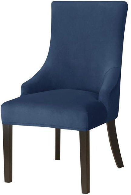 Waschbare Samt-Esszimmerstuhlbezüge in Blau mit elastischem Stretch-Material für hohe Rückenlehnen von Household supplies MH - Bild 1