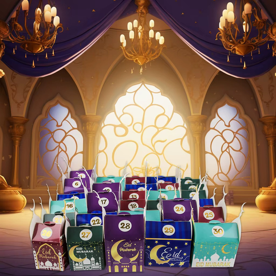 30 Stück Ramadan Adventskalender als leere, befüllbare Geschenkboxen für den Eid Mubarak Countdown, Multicolor, aus Papier - Bild 3