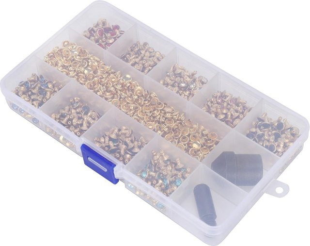 OutsideWorld Kristall Strass Nieten mit Handpresse und Beschlägen für DIY Lederhandwerk in Weiß und Gold - Bild 1