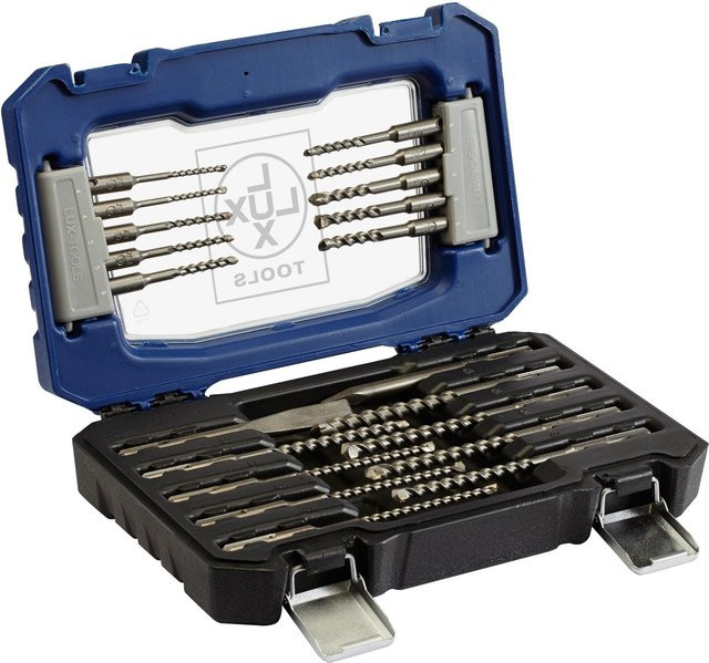 LUX-TOOLS 20-teiliges SDS-Plus Bohrer- und Meißel-Set aus Stahl in Blau mit Carbide-Spitzen - Bild 1